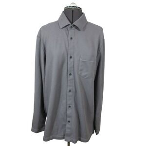 Paul Fredrick Jersey Knit Shirt Men's M Gray‎ Button Front Long Sleeve Casual